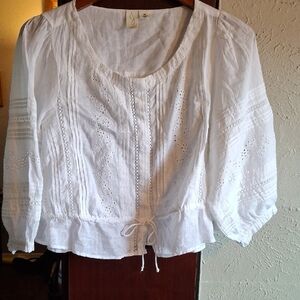 White Embroidered Women's Top